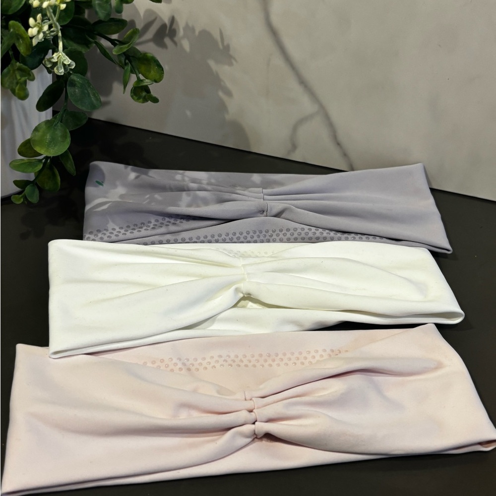 Elegant Women's Headband Set - Ivory, Blush, and Light Gray